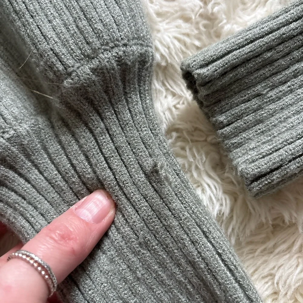 Zara Green Ribbed Women's Sweater - Picture 3 of 8